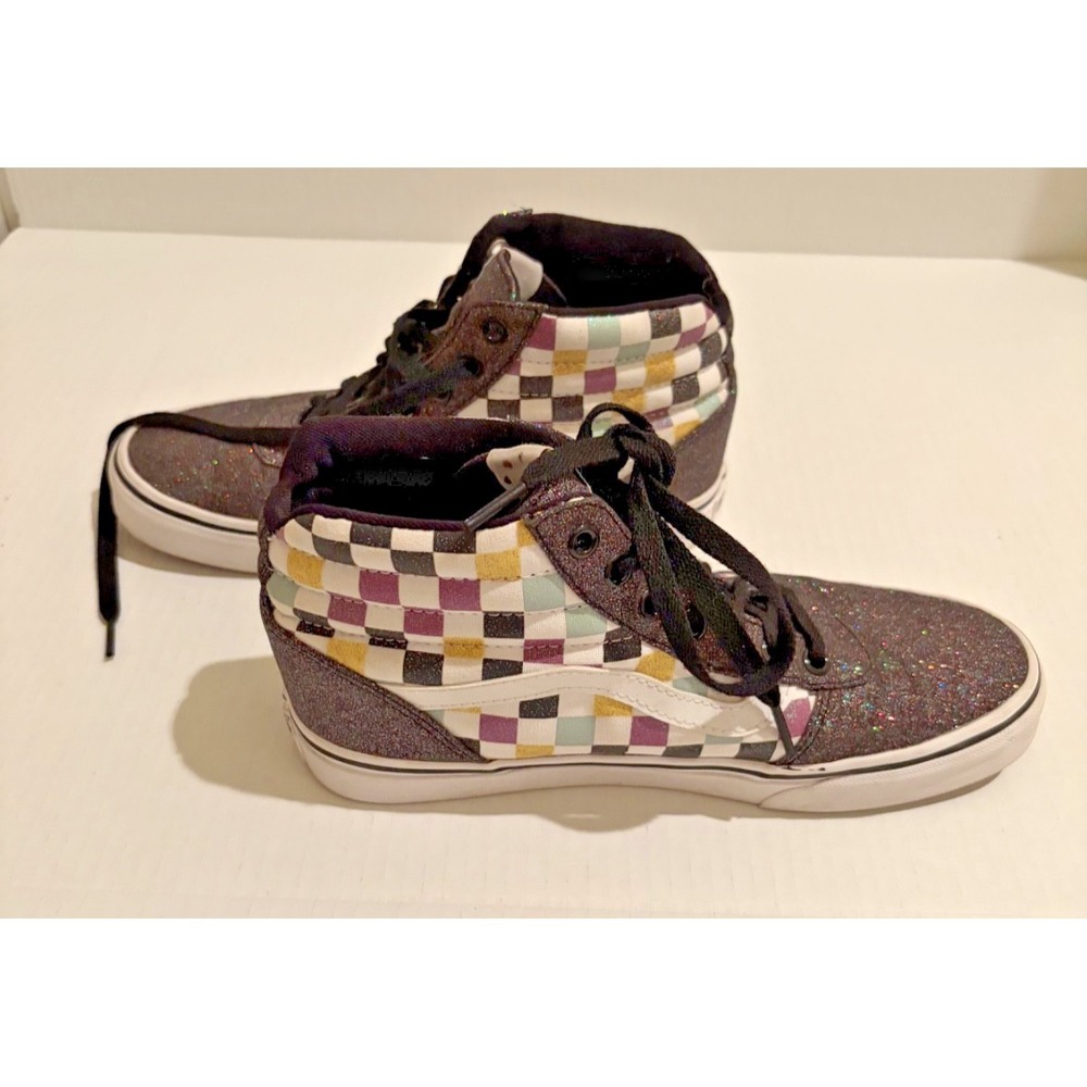 Vans Ward Hi Glitter Checkerboard High Top Sneakers Women 8 Multi Color